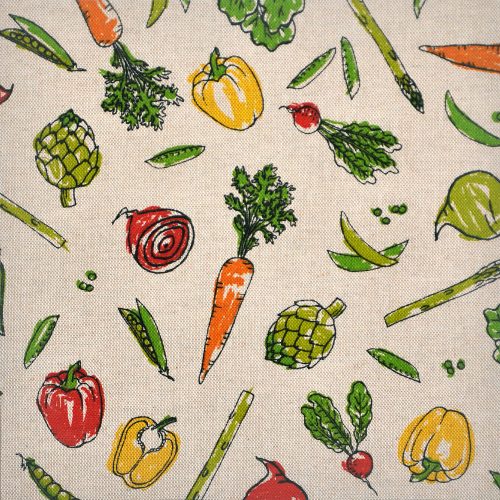 vegetables on linen look - homedecor fabric