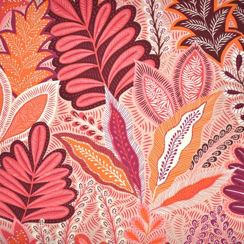 botanic leaf art in cream - homedecor fabric