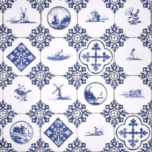 dutch tile in white - homedecor fabric