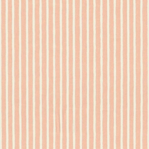 salmon and cream stripes - printed poplin fabric