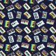 casette on navy - printed jersey fabric