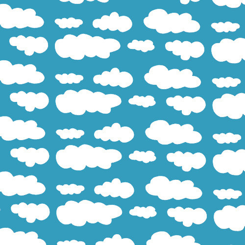 clouds on aqua - printed jersey fabric