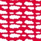 clouds on red - printed jersey fabric