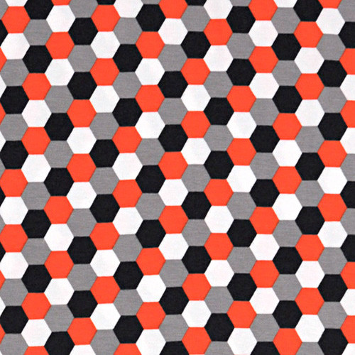 hexagon tangerine - printed jersey fabric