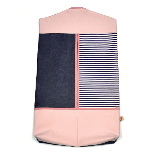 denim stripes & nude pink - kindergarden bag - handmade product