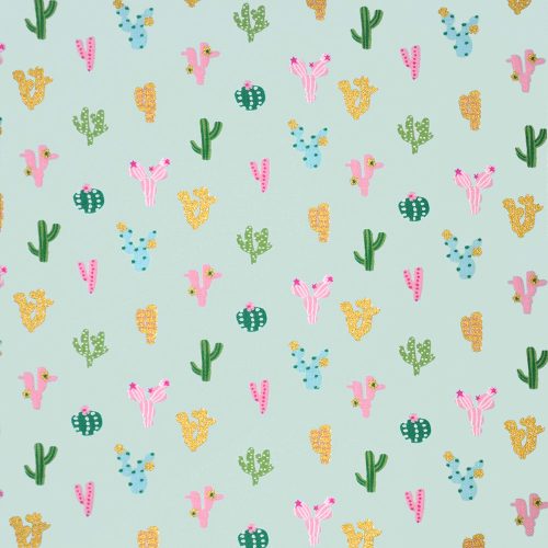 ocean drive - cactus in mint - designer cotton fabric