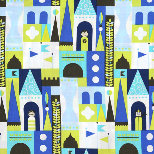 les monsieurs - castle blocks blue - designer cotton fabric