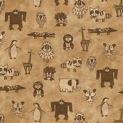 fun family day - all one in the world in tan - designer cotton fabric
