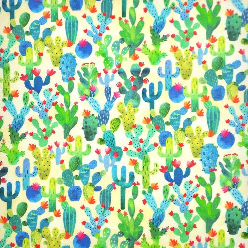 la vida loca - cactus garden in yellow - designer cotton fabric