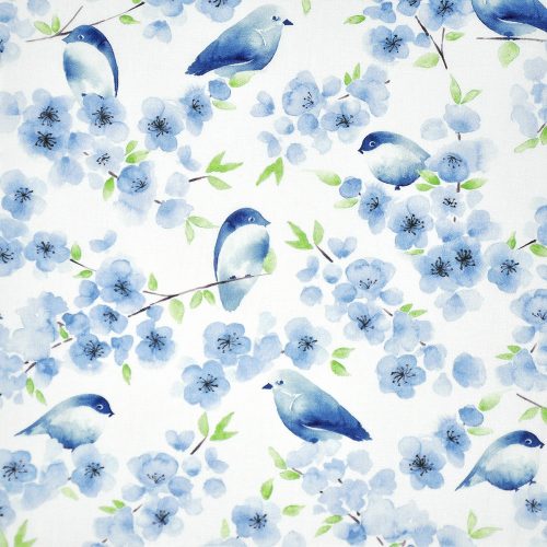 bluebird family - bluebird in blue - designer cotton fabric