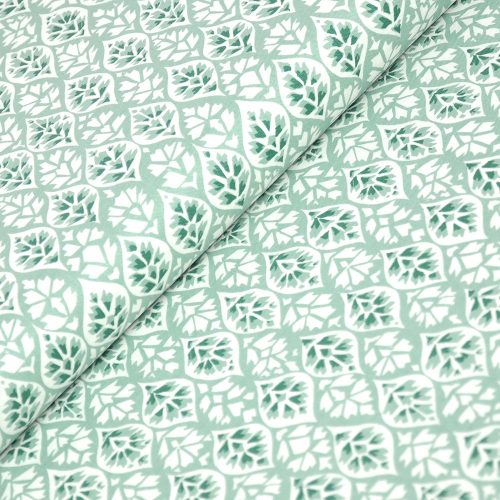 kashmir gardens - lattice in mint - designer cotton fabric