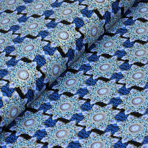 opulent floral - foulard in blue  - designer cotton fabric