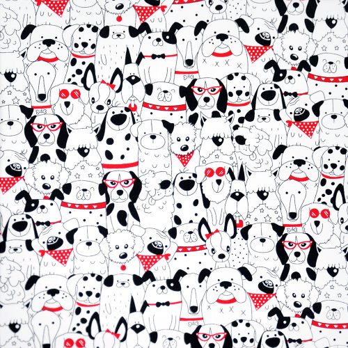bow-wow-wow - happy hounds in white - designer cotton fabric