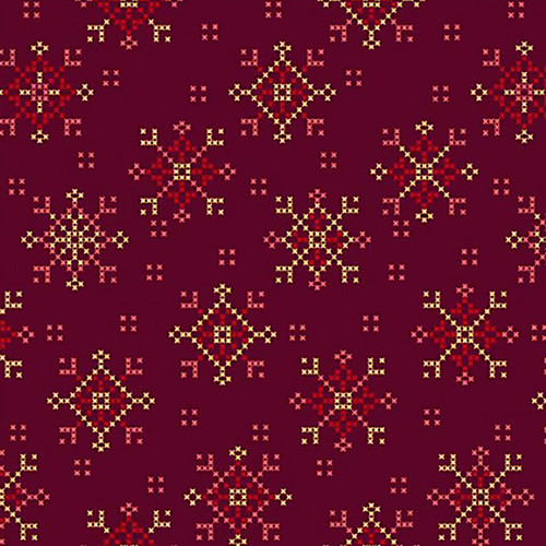 season of light - gold metallic red - designer cotton fabric