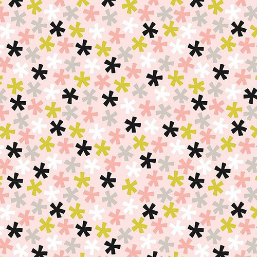 meow - asterisk in pink - designer cotton fabric