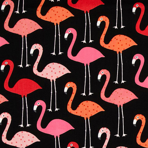 urban zoologie - flamingos black - designer cotton fabric