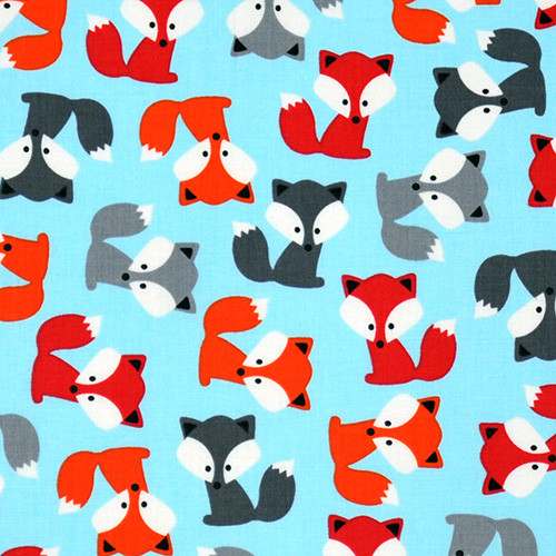 urban zoologie - foxes in sky - designer cotton fabric