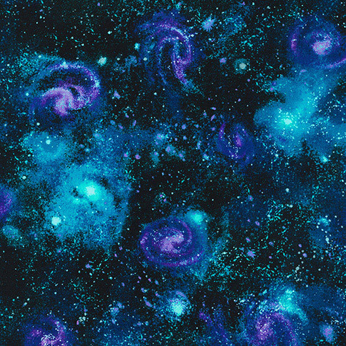 stargazers - galaxy in nightfall - designer cotton fabric