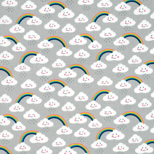 daydreamer - clouds in grey - designer cotton fabric