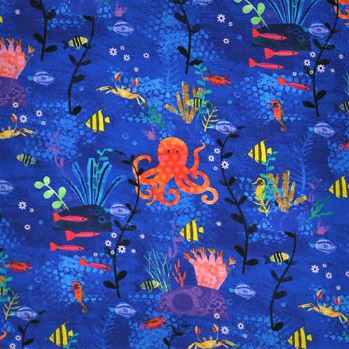 octopus garden - octopus in ocean - designer cotton fabric