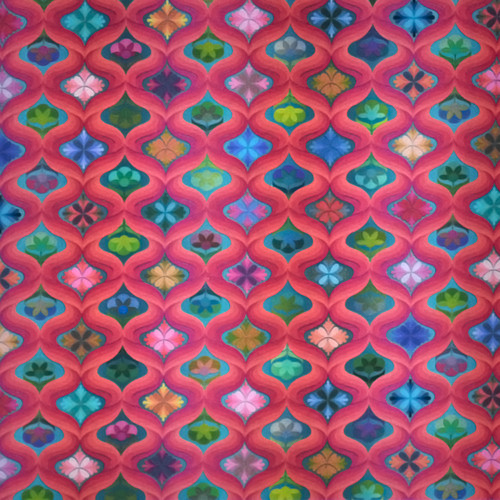 happy place - ogee in fuchsia - designer cotton fabric