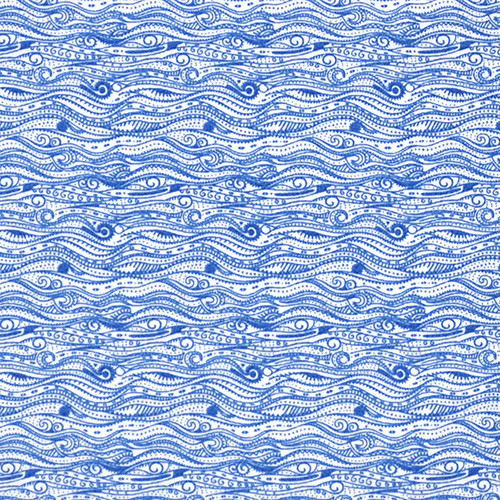 tootal super - super waves in blue - designer cotton fabric