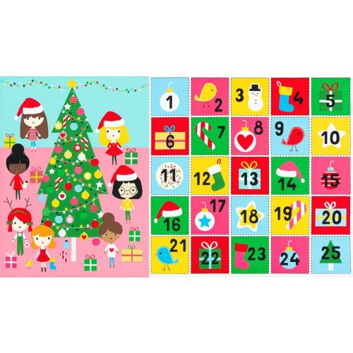 girl friends holiday party - advent calendar panel - designer cotton fabric