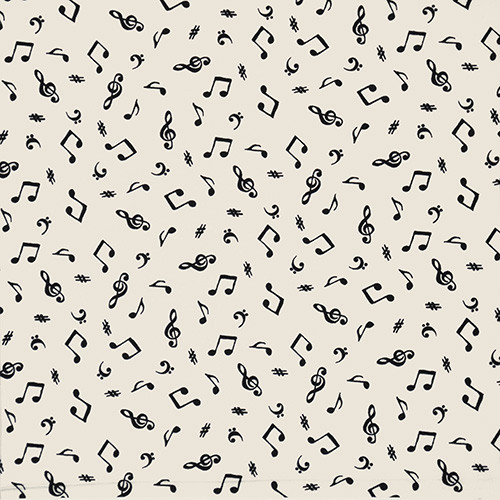 on the lighter side - music note in ivory - designer cotton fabric