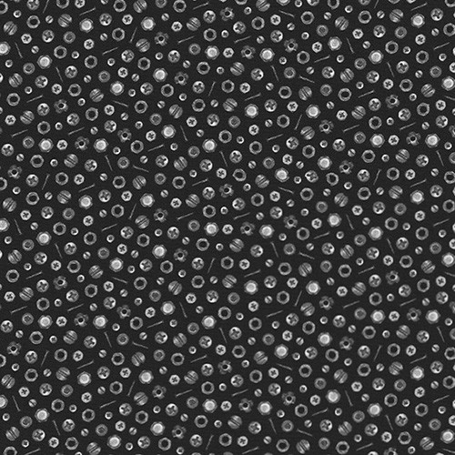 on the road - nuts and bolts in black - designer cotton fabric