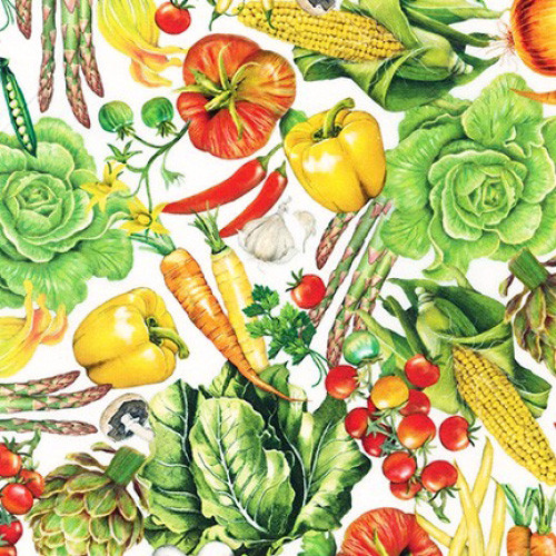 down on the farm - vegetable in white - designer cotton fabric
