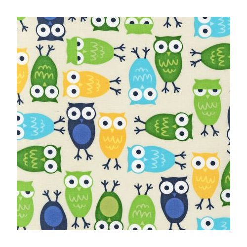 urban zoologie - owls in blue - designer cotton fabric