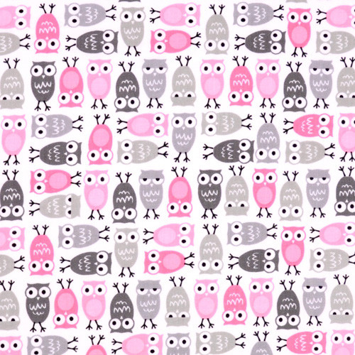urban zoologie minis - owls in pink - designer cotton fabric
