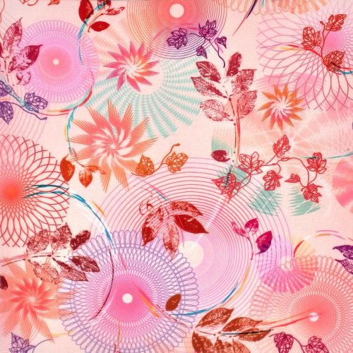 loose leaf - flowers and leaves in peach - designer cotton fabric