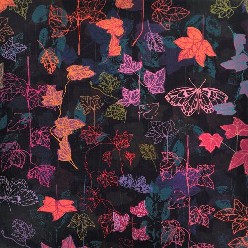 loose leaf - leaves in nightfall - designer cotton fabric