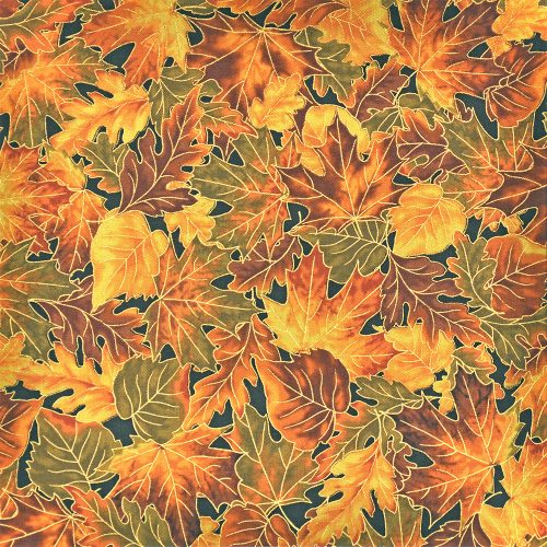 autumn bouquet - leaves in earth - designer cotton fabric