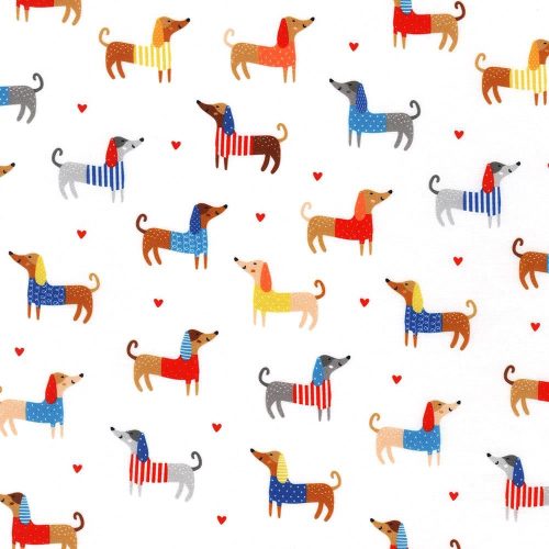 whiskers and tails – dogs in bright - designer cotton fabric