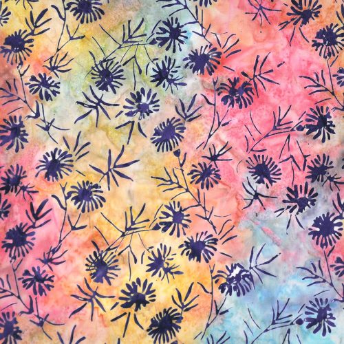 watercolor blossoms in blossom - artisan batik cotton fabric
