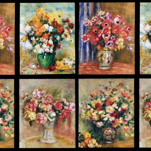 Renoir - floral paintings in nature - designer cotton fabric