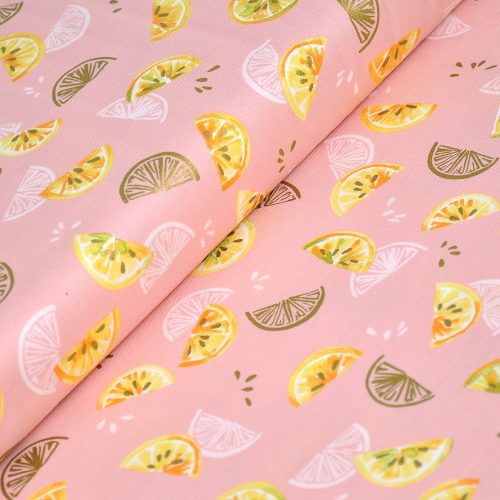 rose lemonade - slices in petal - designer cotton fabric
