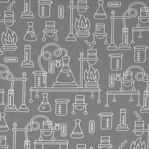 science fair - chemistry lab in grey - designer cotton fabric