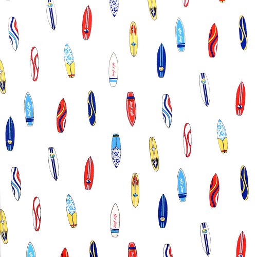 pleasures and pastimes - surf life in white - designer cotton fabric