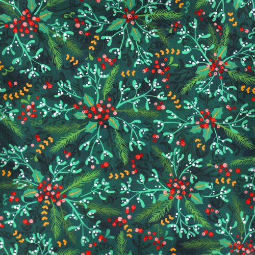 tinsel town - holly - pine - designer cotton fabric