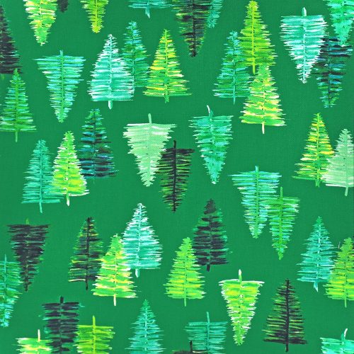 glow - pine trees - designer cotton fabric