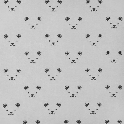 little savannah flannel - bear faces in grey - designer cotton flannel fabric