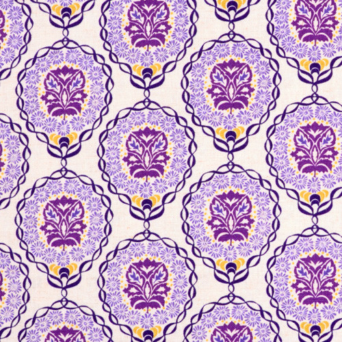 quill essex - medallions in eggplant - designer linen fabric