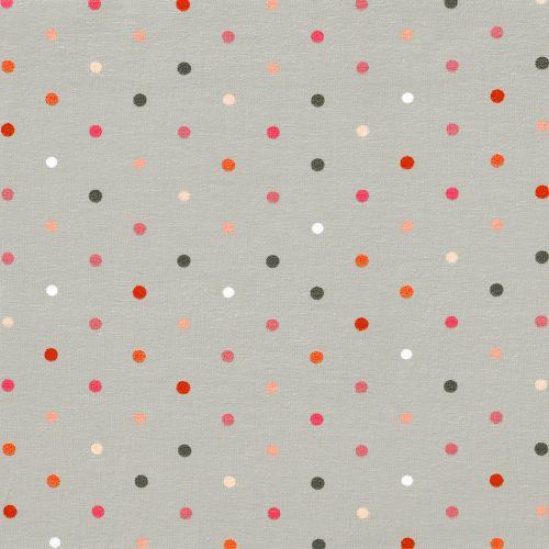 dots on grey  - printed jersey fabric