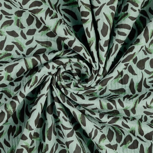 sage leaves in sage - printed cotton double gauze