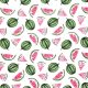 watermelon on white - printed poplin fabric