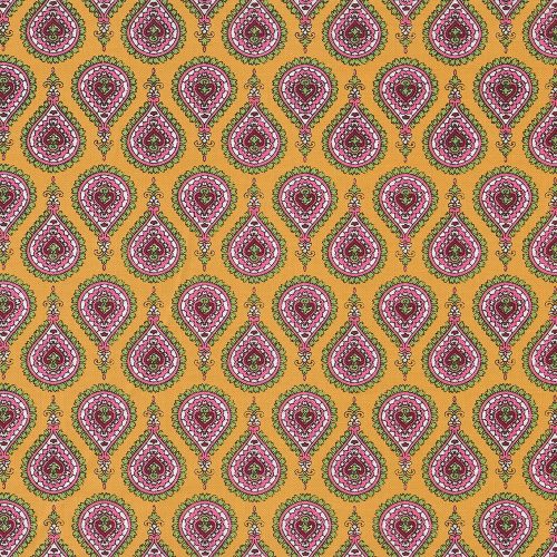 orient ornament in curry - printed cotton fabric