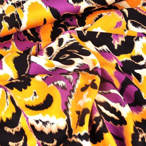 paisley in sun and violet - printed viscose poplin fabric